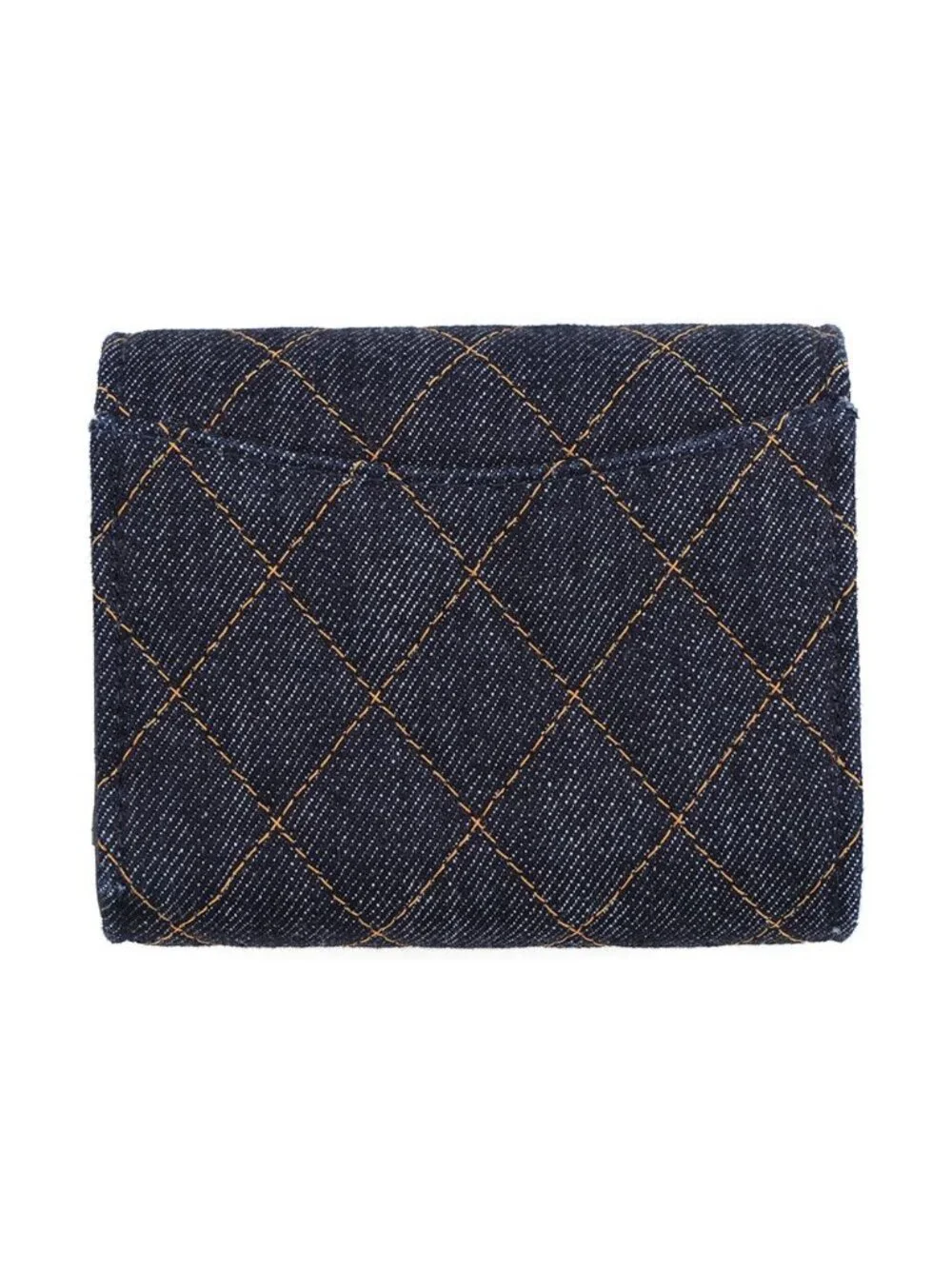 Chanel Trifold Wallet Quilted CC Logo Classic Small Flap Denim